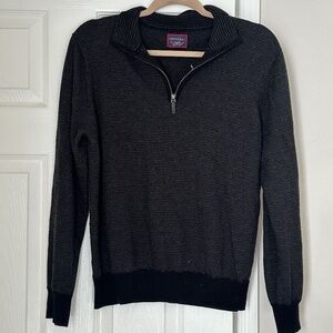 UnTUCKit 100% Merino Wool Quarter Zip Gray Grey Stripe  Size XL Extra Large